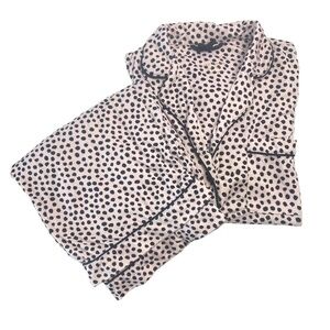 KATE SPADE Blush Pink Black Dots Short Sleeve Long Pant Pajamas Top M/Pant S